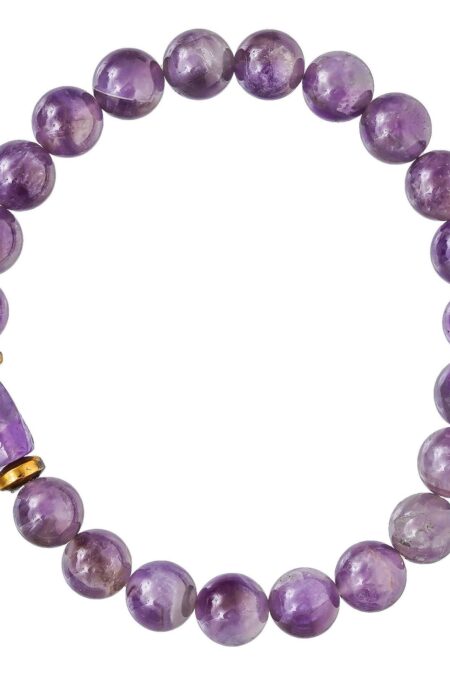 Amethyst Tumbler Bracelet for Women Men's Gifts - Protection Healing Crystal Bracelet - 8mm Gemstone Beaded Adjustable