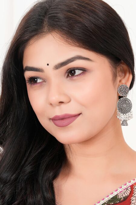 Earrings for Women Traditional Silver AZ838-OXidised Jhumka Set | German Silver Chand Baliyan & Jhumkas Earrings | Birthday & Anniversary Gift -AZ838-OX-ER30
