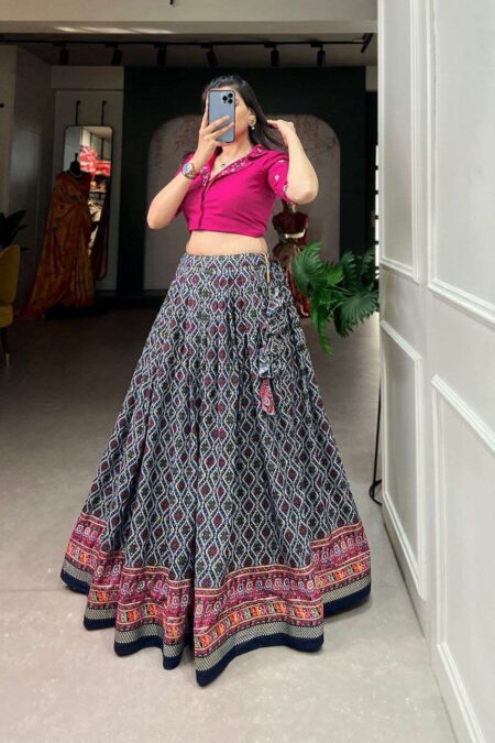 Women's Printed Ethnic Lehenga Choli Set with Embroidered Blouse ? Stylish Festive Wear